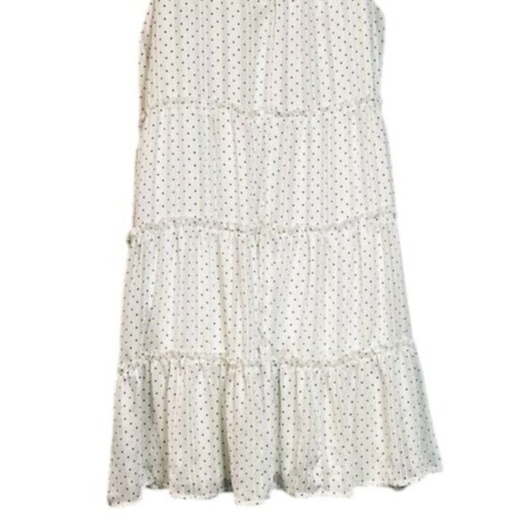 Sara Michelle Off-White Black Polka Dot Sleeveless Tiered Dress Flowy XL - Picture 5 of 8